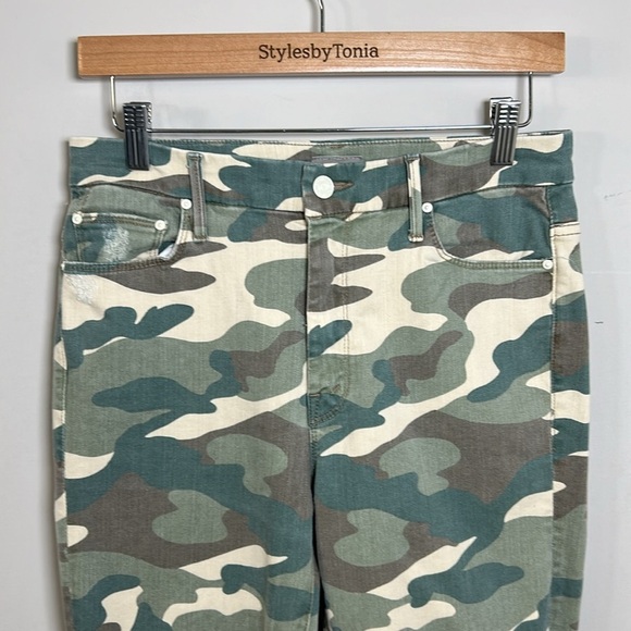 MOTHER High Waisted Looker Ankle Fray See Me Stretch Camo Green Sz 29 - Picture 5 of 16